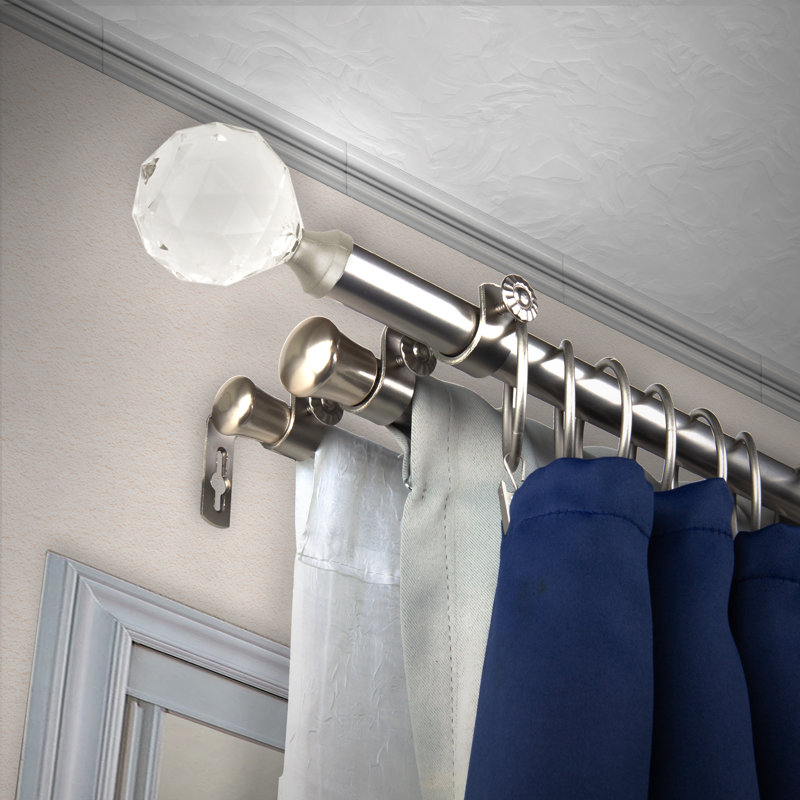 Cambrai Steel Adjustable Triple Curtain Rod, Black, 120" - 170"