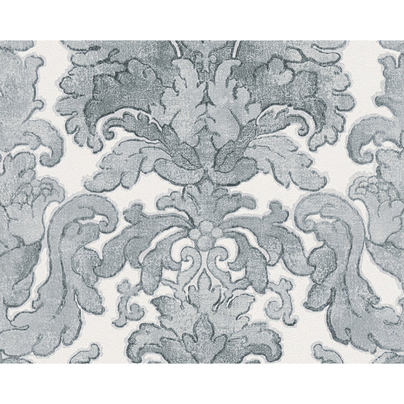 Rouleau de papier peint floral et botanique L 33 pi x l 21 po Henline, L 2,75 pi x l 21 po, Beige / argent / gris