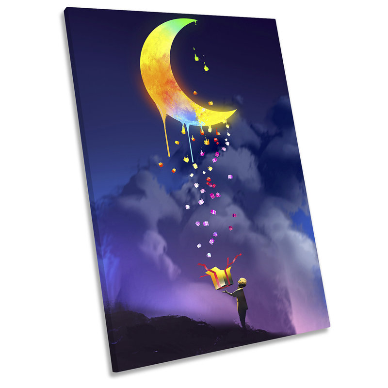 Moon Present Fantasy Picture - Wrapped Canvas Art Prints, 61cm H x 40.6cm W x 2cm D