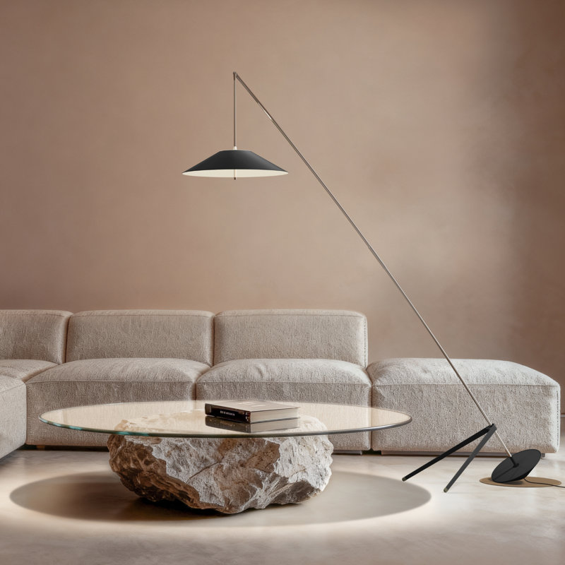 Angler's Ripple 77.8" Modern Adjustable LED Floor Lamp, Fishing Rod Inspired with Dual-Layer Optics, 304 Stainless Steel, Touch & Remote Control, Angle & Height Adjustable