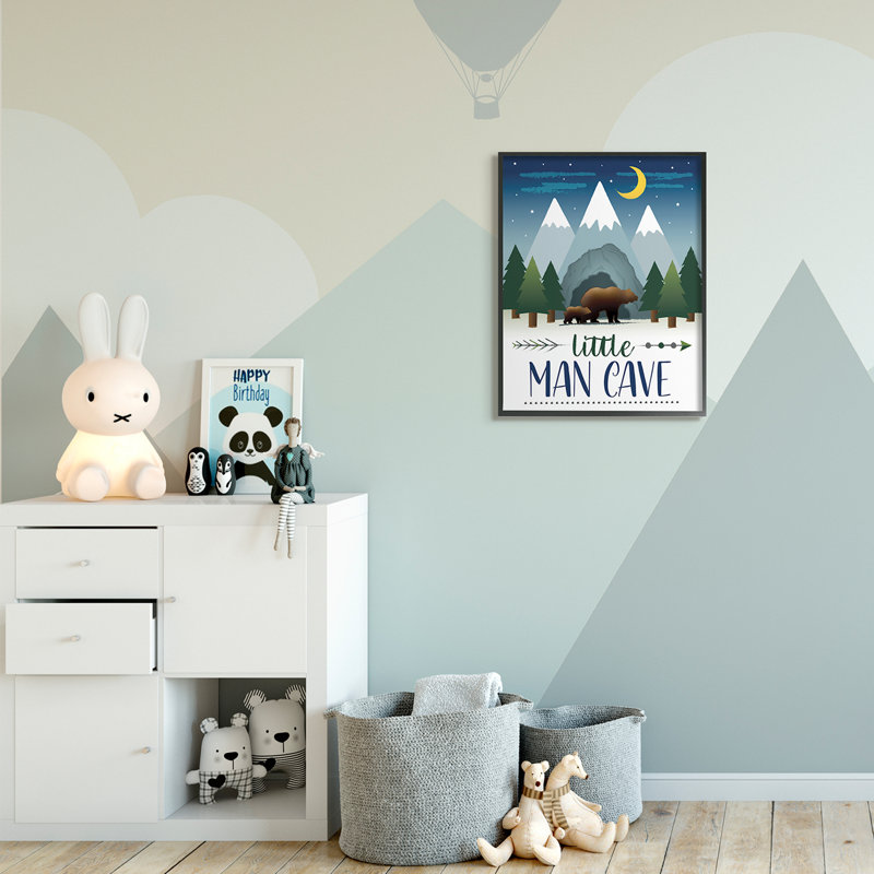 «Alei Little Man», signe de la grotte, ours marchant dans les montagnes, art, Giclée encadrée noir minuit