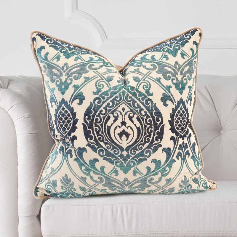 Davida Kay Damask Throw Pillow, 24" x 24", Indigo
