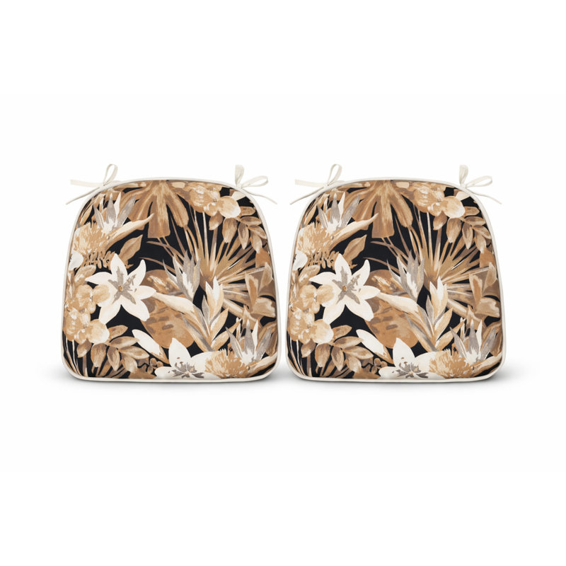 Coussins d'extérieur pour chaise de patio, Black/White/Brown Floral, Polyester