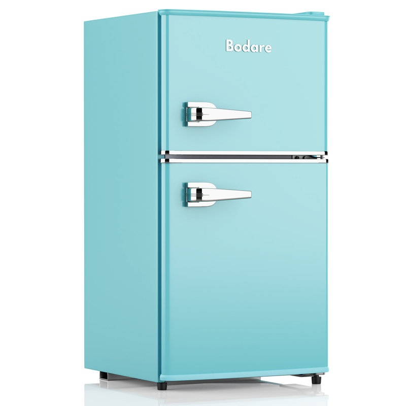 Bodare 3.2 Cubic Feet Freestanding Mini Fridge with Freezer, Sky Blue