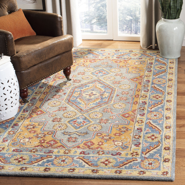 Antiquity Hand Tufted Wool/Cotton Oriental Rug in Blue/Gold