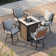 Steel Wicker Propane Outdoor Fire Pit Table with Lid