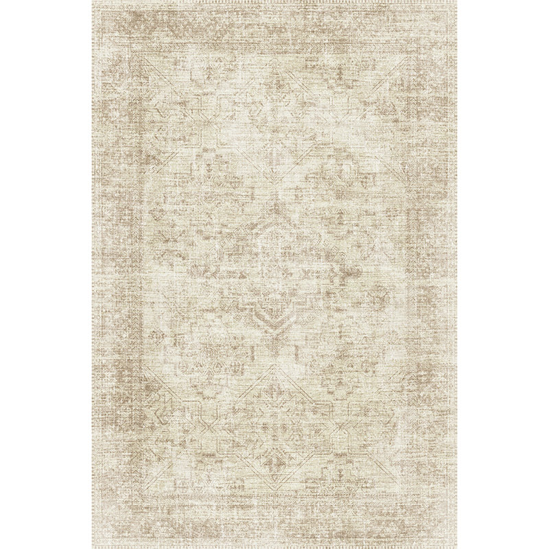 Tapis lavable doux avec tapis d'inspiration rétro patiné à poils longs pour le salon, la salle à manger et la chambre à coucher