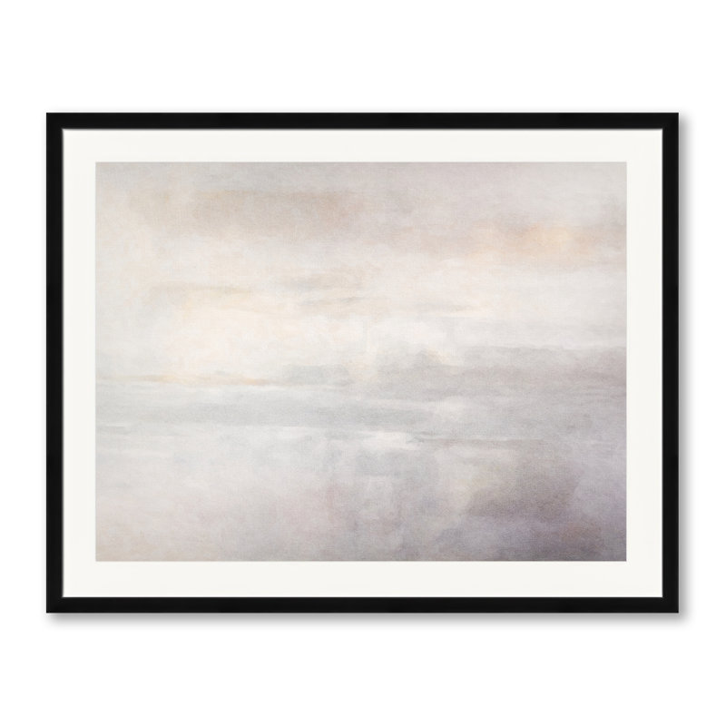 Across The Water par Denise Dundon - Peinture, H 25,2 po x l 31,2 po, Papier avec cadre noir