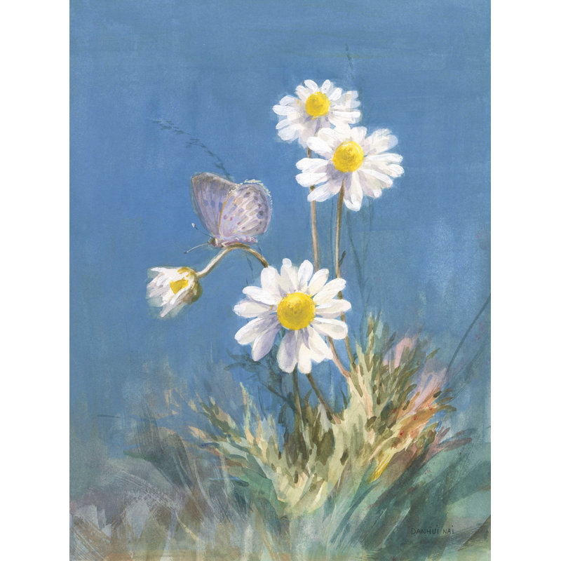 Marguerites blanches sans papillon, H 32 po x l 24 po