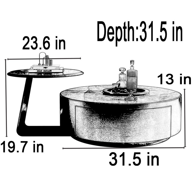Ensemble de tables basses Luxury, H 13 po x L 31,5 po x l 31,5 po