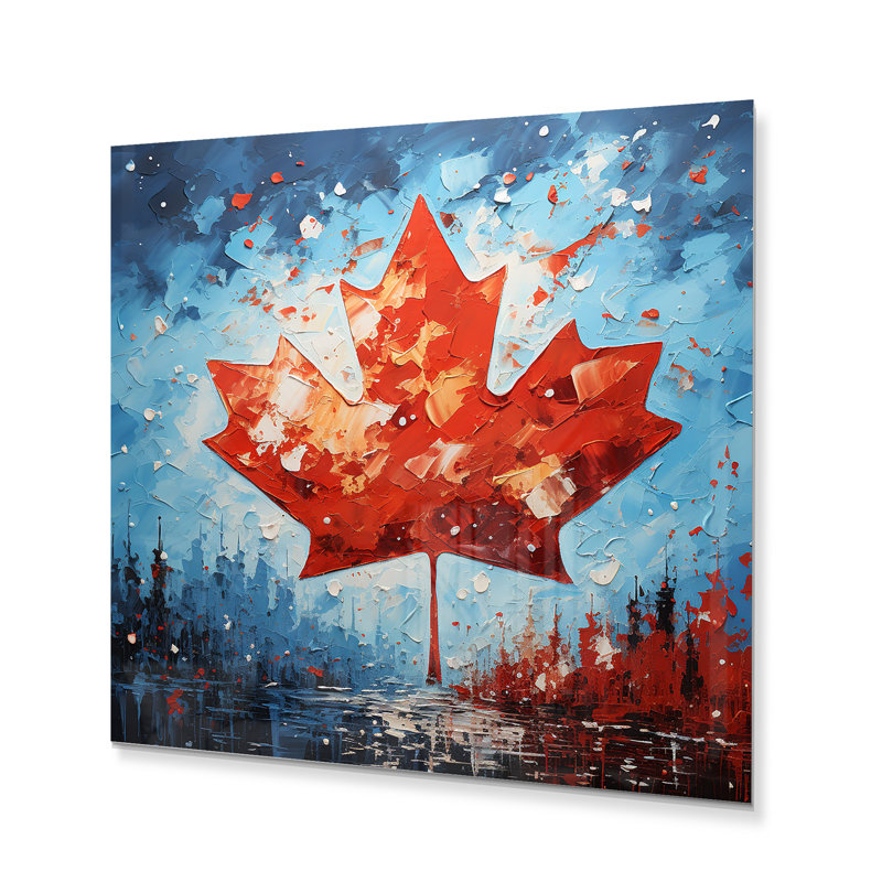 Drapeau canadien II - impression sans cadre sur métal, H 16 po x l 16 po x P 1 po