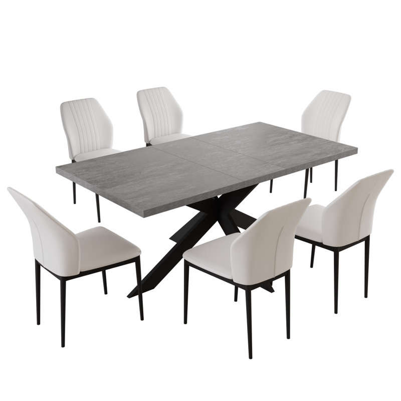 Geigle Extendable Dining Table Set (1 Table, 6 Chairs)
