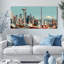 Ensemble de 3 tableaux sur toile représentant la ligne d'horizon de Seattle avec la Space Needle et le mont Rainier-243449493