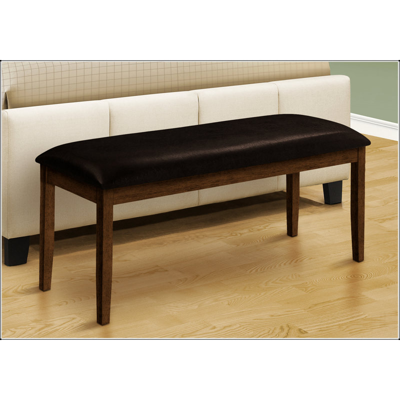 Bench, 48" Rectangular, Dining Room, Entryway, Hallway, Kitchen, Upholstered, Wood,  Solid Wood,  Leather-look, Transitional