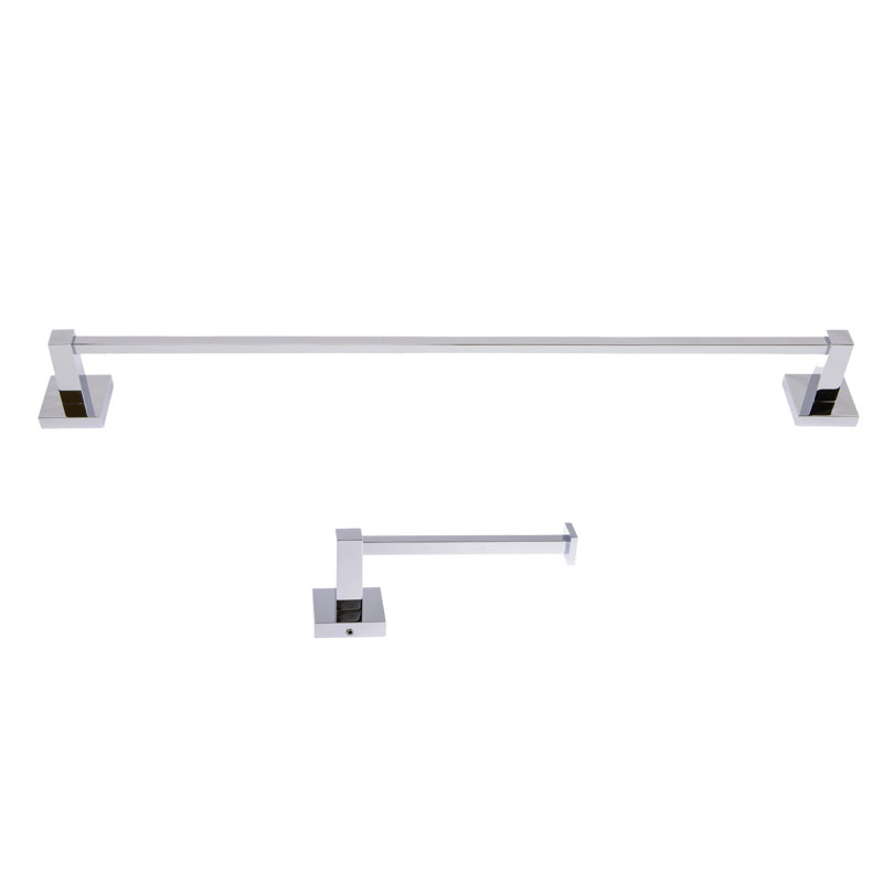 Capri Wall Mounted Brass Towel Bar and Toilet Paper Holder Set with 24" Towel Bar, Polished Chrome