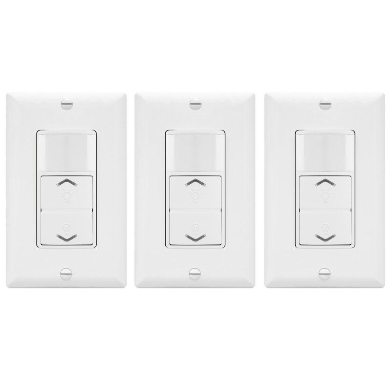 TopGreener Motion Sensor Light Switch Dimmer, 150W LED, Single Pole - White, With Wall Plate (3-Pack)
