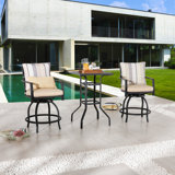 Adolphus 2 - Person Metal Patio Dining Set with Square Table , Cushions Included
