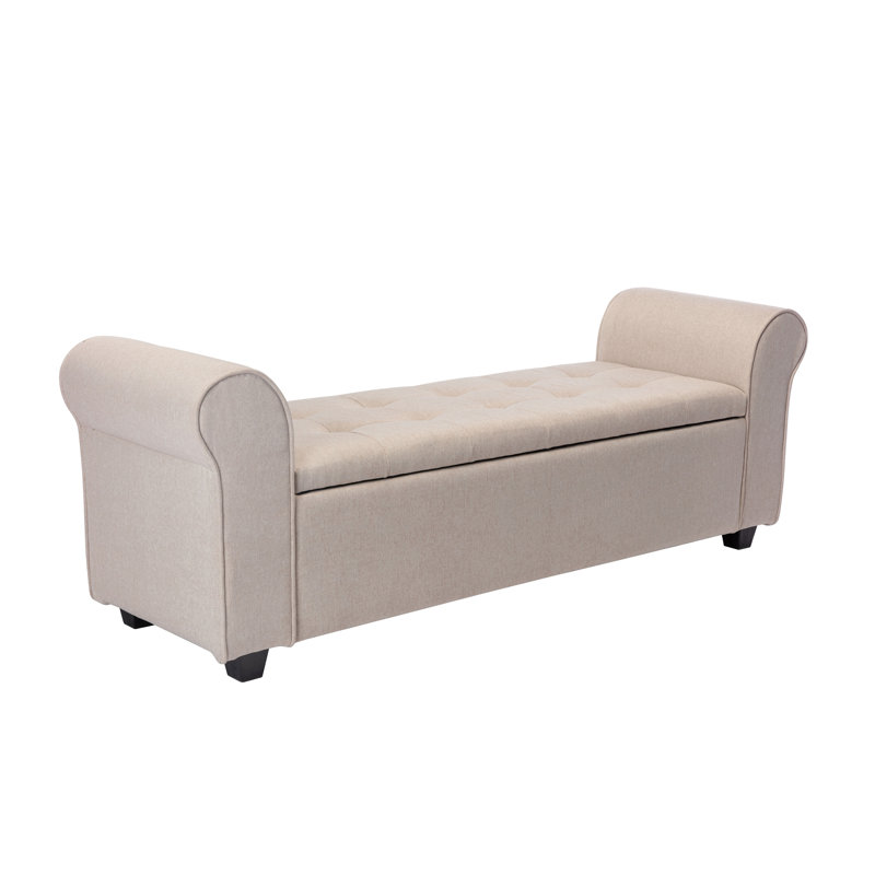 Landaverde Upholstered Storage Bench, Beige