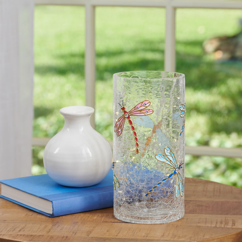 7.8"H Dancing Dragonflies Vase Lightng