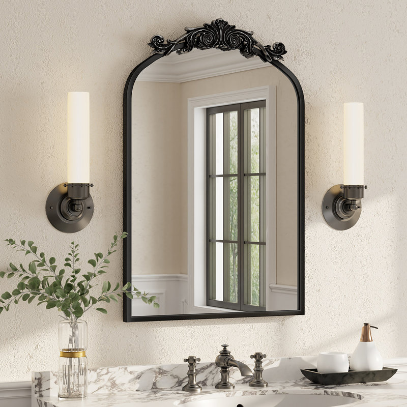 Miroir mural en verre trempé Amara, Noir, 30 po x 20 po
