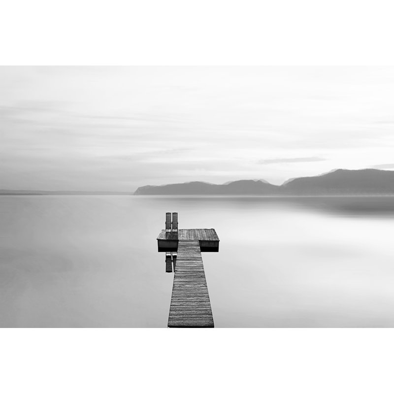 Black And White Water Panel XII by James McLoughlin - Wrapped Canvas Print, 81 cm H x 122 cm W, Black Floater Framed