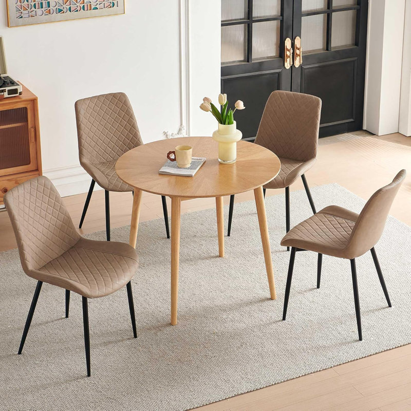 5 Piece Kitchen Breakfast Table Set, Beige