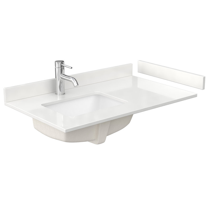 Daria 36'' White Single Bathroom Vanity with Quartz Top