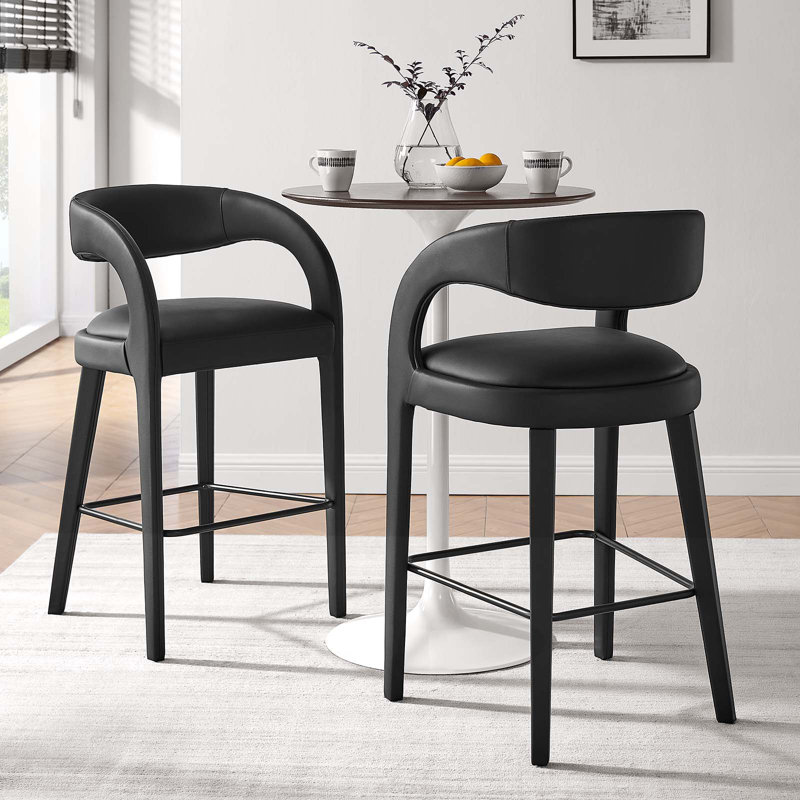Modway Pinnacle Upholstered Stool, Black, Black