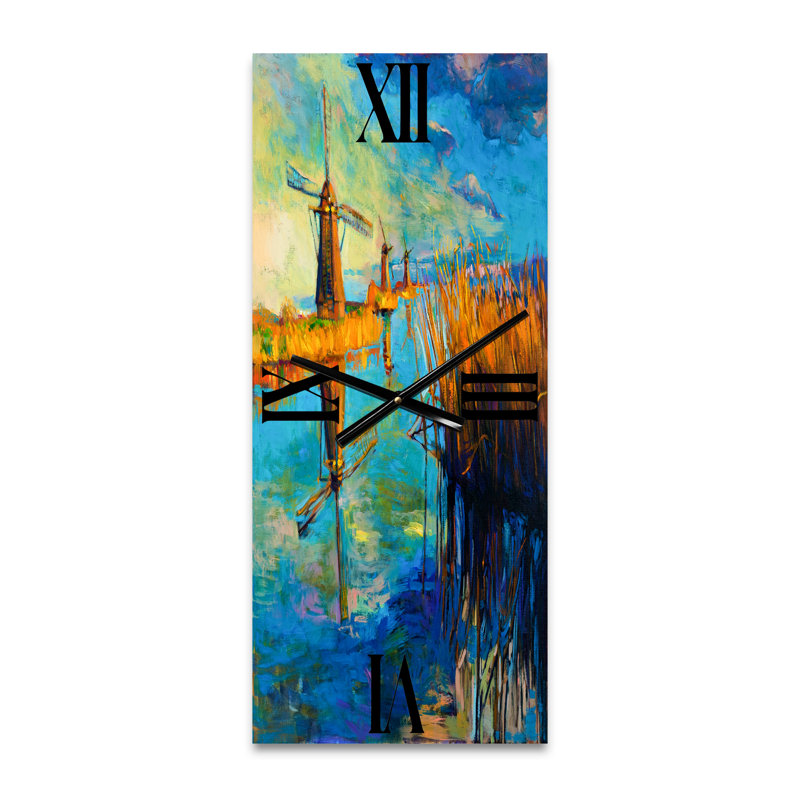 Horloge murale Windmills by the Deep Lake, Grand