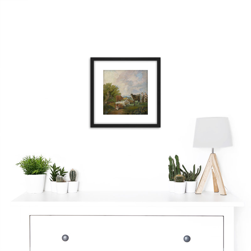After Gainsborough Figures Cattle In Landscape by After Thomas Gainsborough - Single Picture Frame Painting