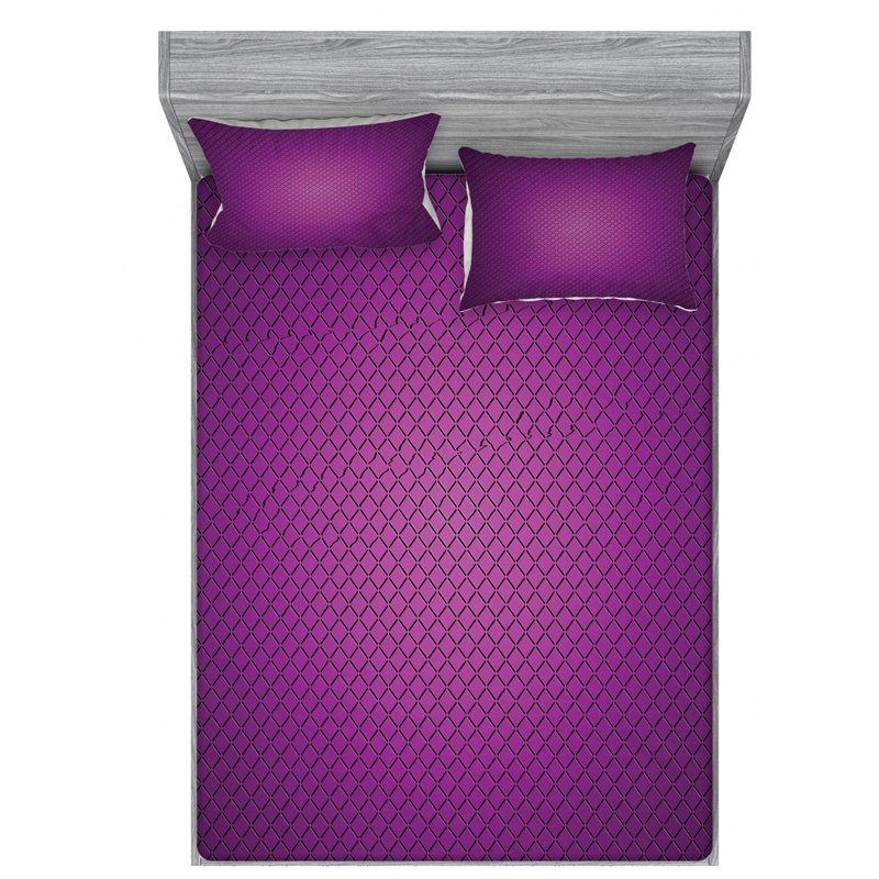 Microfiber Geometric Sheet Set, Queen Sheet Set with Fitted Sheet