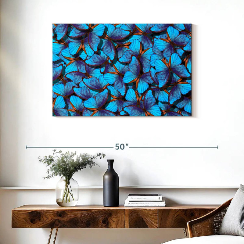 Essaim de papillon bleu Brampt, H 24 po x l 36 po