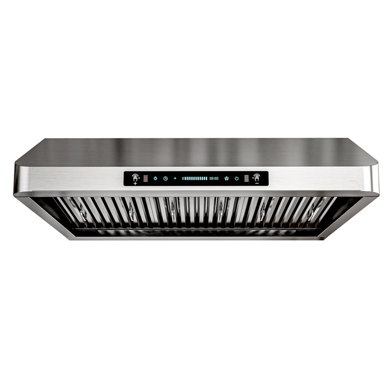 Hotte sous un meuble à conduit 36 pouces 36 pouces avec contrôle à 4 vitesses en acier inoxydable et commande par panneau tactile avec lumières DEL