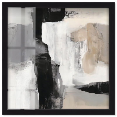 Art mural minimaliste Shades of Gray II Shadowbox par Art Remedy, cadre noir, 21 x 21