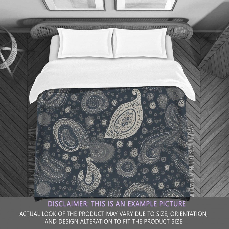 Botanical Gray/Navy Microfiber Comforter, King Comforter
