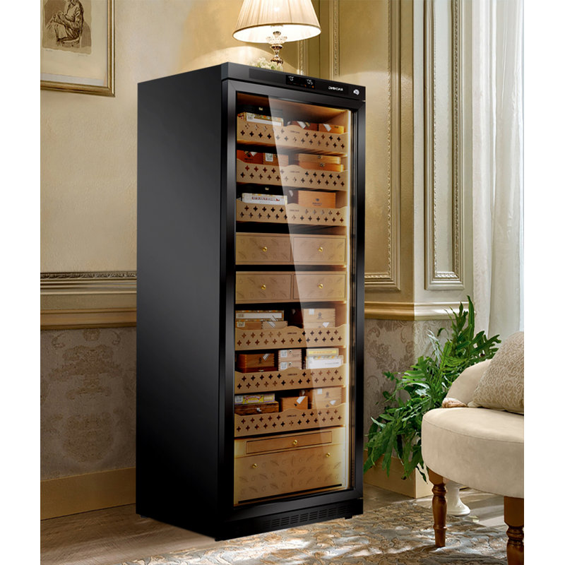 Cigar Climate Control Cabinet, Raching MON5800 Cigar Humidor Cabinet with Ammonia Removal, 570L Wood Frame Cabinet for Cigar Storing&Aging - Black