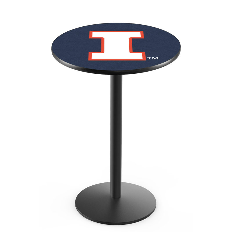 Round Metal Base Dining Table, Black Wrinkle, University of Illinois