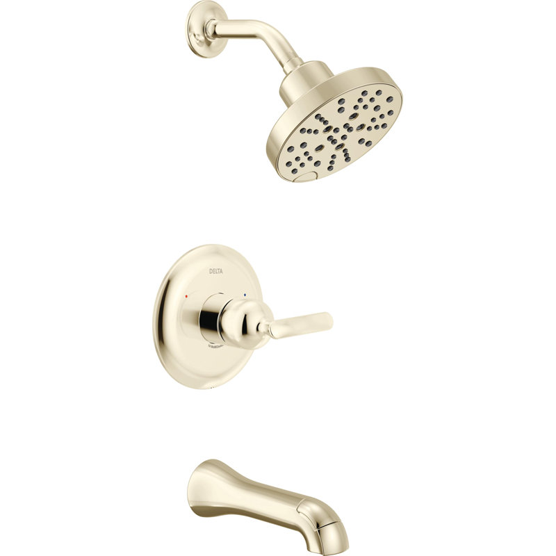 Delta Bonacci 14 Series H2Okinetic Bathtub and Shower Faucet Set, Polished Nickel Shower Head and Handle Set, Valve Trim Kit, Lumicoat Polished Nickel (Valve Not Included)