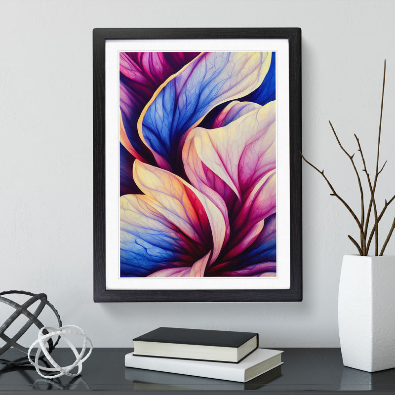 An Abstract Flower No.5 - Single Picture Frame Print, Black, 64cm H x 46cm W x 2cm D