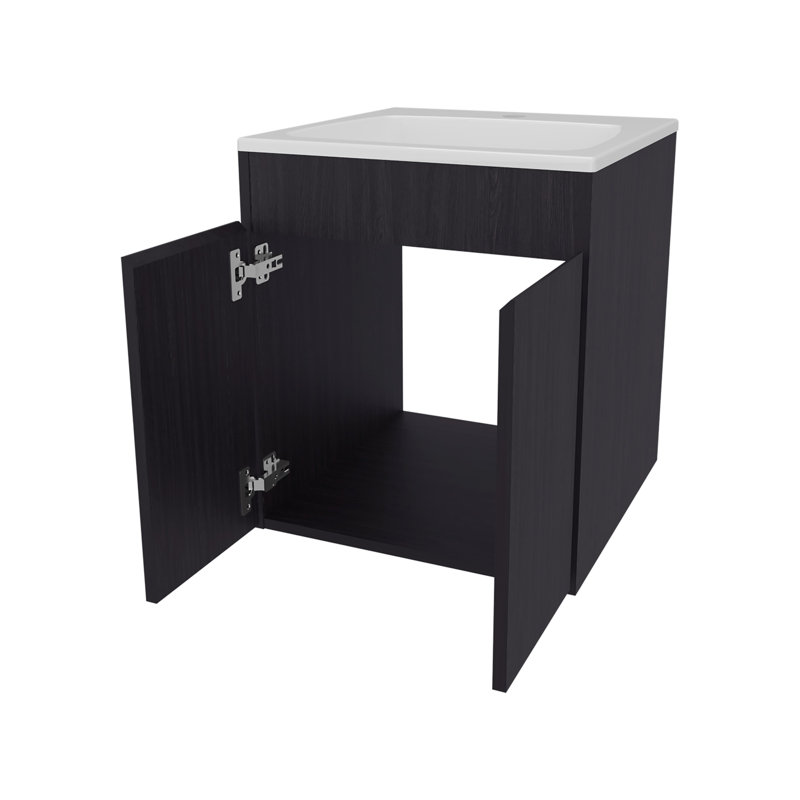 Meuble-lavabo de salle de bain avec deux portes, Wengé