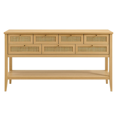 Soma 62 Inch Rattan Console Table In Oak