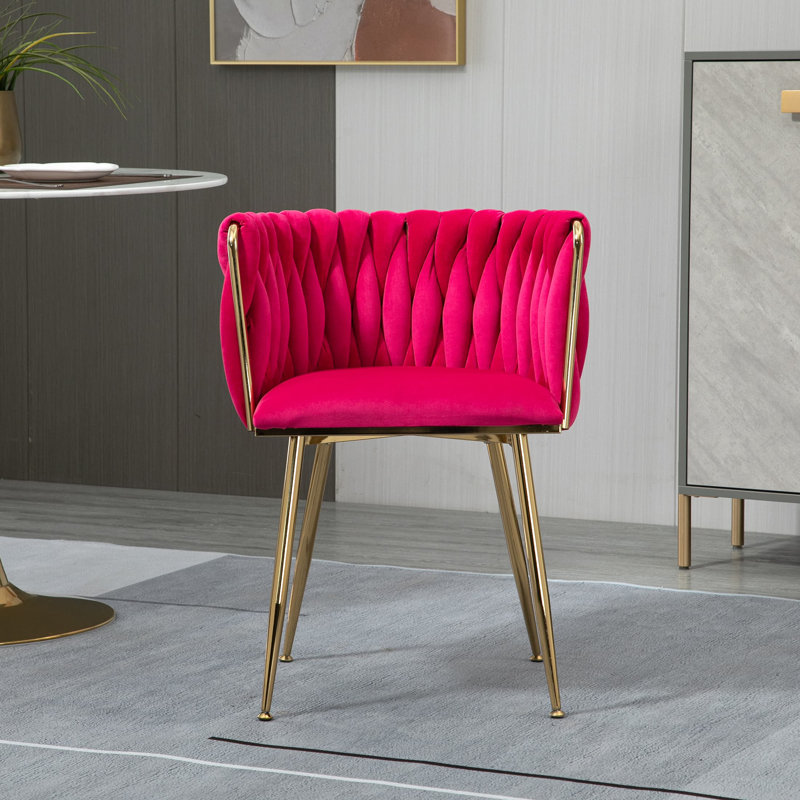 Gabrel 2 Piece Tufted Velvet Upholstered Accent Dining Chairs, Rose Red