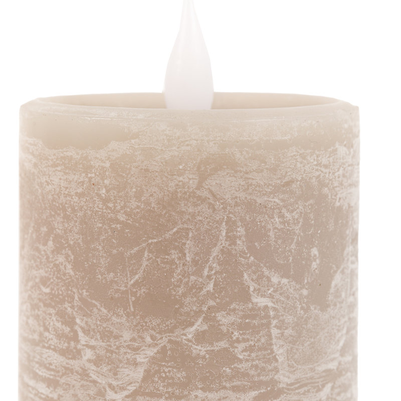 Unscented Flameless Pillar Candle with Plastic Holder, Greige