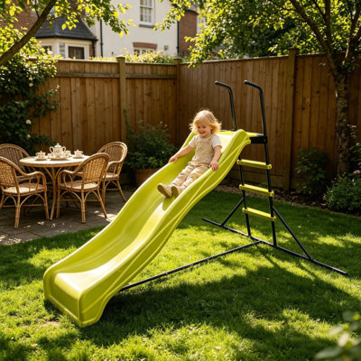 7 Ft Outdoor Backyard Freestanding Kids Slide For Children, Heavy-Duty Durable Frame With Smooth Glide, Weather-Resistant Playset