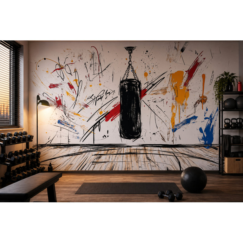 Papier peint de boxe, sac de boxe amovible, décoration murale graffiti, Peler et coller, 200"x120"