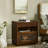 End Table, Glass Drawer, Outlet Hole, Ports, Walnut Color, Ample Storage Side Cabinet For Dorm With Charging Station And 2 Drawers, Waterproof-1782140270