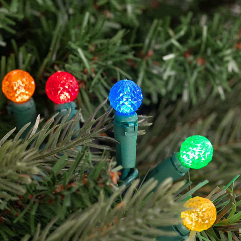 LED G12 Berry Christmas Lights - 16' Green Wire - 50 Ct, Multicolor