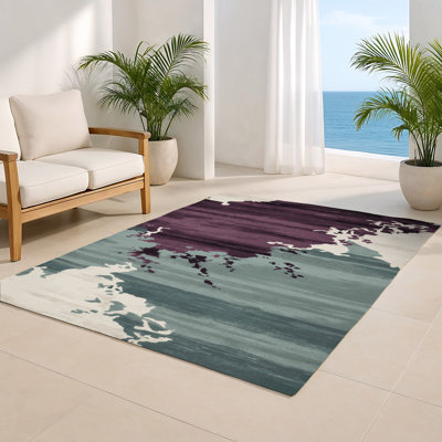 Tapis intérieur et extérieur brun Watercolor