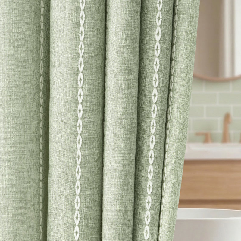 Rideaux de douche Boho, H 75 po x l 72 po, Vert sauge