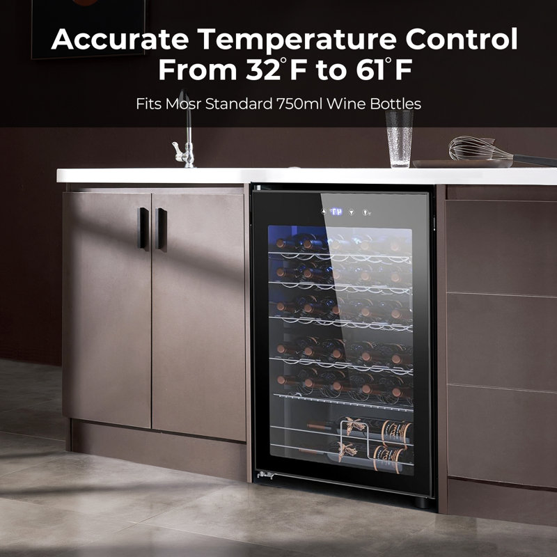 Electactic 4.45 Cu.ft Wine & Beverage Fridge - Freestanding, Digital Thermostat, Quiet Compressor, Dual-Pane Glass